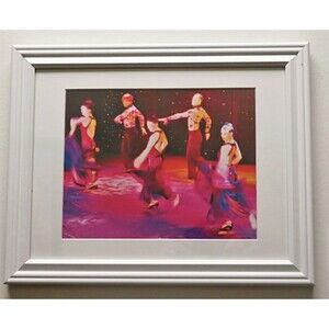 Flamingo Dancers Abstract Digital Art In white Frame & matted From my Photograph